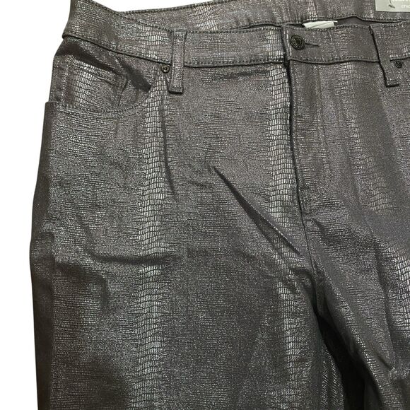 Chicos Size 3 16 Womens So Slimming Girlfriend Coated Silver Gator Ankle Jeans - Picture 5 of 14